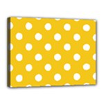 Polka Dots - White on Deep Lemon Yellow Canvas 16  x 12  (Stretched)