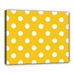 Polka Dots - White on Deep Lemon Yellow Canvas 20  x 16  (Stretched)