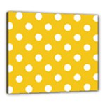 Polka Dots - White on Deep Lemon Yellow Canvas 24  x 20  (Stretched)