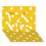 Polka Dots - White on Deep Lemon Yellow LOVE 3D Greeting Card (7x5)
