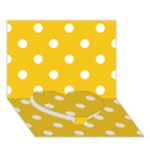 Polka Dots - White on Deep Lemon Yellow Heart Bottom 3D Greeting Card (7x5)