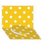 Polka Dots - White on Deep Lemon Yellow Circle Bottom 3D Greeting Card (7x5)