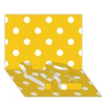 Polka Dots - White on Deep Lemon Yellow LOVE Bottom 3D Greeting Card (7x5)