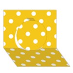 Polka Dots - White on Deep Lemon Yellow Circle 3D Greeting Card (7x5)
