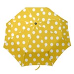 Polka Dots - White on Deep Lemon Yellow Folding Umbrella