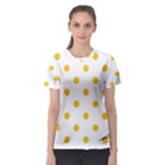 Polka Dots - Deep Lemon Yellow on White Women s Sport Mesh Tee