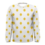 Polka Dots - Deep Lemon Yellow on White Men s Long Sleeve T-shirt