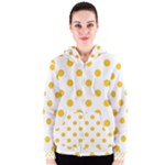Polka Dots - Deep Lemon Yellow on White Women s Zipper Hoodie