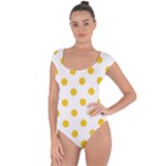 Polka Dots - Deep Lemon Yellow on White Short Sleeve Leotard (Ladies)