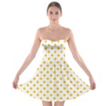 Polka Dots - Deep Lemon Yellow on White Strapless Bra Top Dress