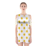 Polka Dots - Deep Lemon Yellow on White Women s Cutout Shoulder Dress