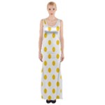 Polka Dots - Deep Lemon Yellow on White Maxi Thigh Split Dress