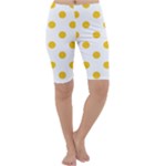Polka Dots - Deep Lemon Yellow on White Cropped Leggings