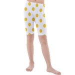 Polka Dots - Deep Lemon Yellow on White Kid s Mid Length Swim Shorts