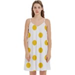Polka Dots - Deep Lemon Yellow on White Women s Reversible Sports Bra with Border