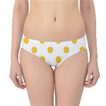 Polka Dots - Deep Lemon Yellow on White Hipster Bikini Bottoms