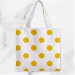 Polka Dots - Deep Lemon Yellow on White Zipper Grocery Tote Bag