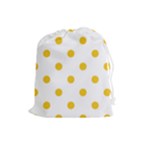 Polka Dots - Deep Lemon Yellow on White Drawstring Pouch (L)