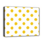 Polka Dots - Deep Lemon Yellow on White Deluxe Canvas 20  x 16  (Stretched)