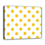 Polka Dots - Deep Lemon Yellow on White Deluxe Canvas 24  x 20  (Stretched)