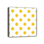 Polka Dots - Deep Lemon Yellow on White Mini Canvas 4  x 4  (Stretched)