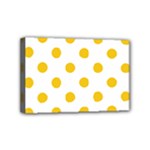 Polka Dots - Deep Lemon Yellow on White Mini Canvas 6  x 4  (Stretched)
