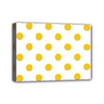 Polka Dots - Deep Lemon Yellow on White Mini Canvas 7  x 5  (Stretched)