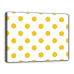Polka Dots - Deep Lemon Yellow on White Canvas 16  x 12  (Stretched)