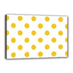 Polka Dots - Deep Lemon Yellow on White Canvas 18  x 12  (Stretched)