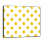 Polka Dots - Deep Lemon Yellow on White Canvas 20  x 16  (Stretched)