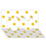 Polka Dots - Deep Lemon Yellow on White Twin Hearts 3D Greeting Card (8x4)