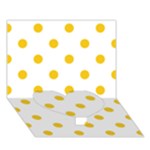 Polka Dots - Deep Lemon Yellow on White Heart Bottom 3D Greeting Card (7x5)