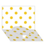 Polka Dots - Deep Lemon Yellow on White Circle Bottom 3D Greeting Card (7x5)