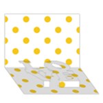 Polka Dots - Deep Lemon Yellow on White LOVE Bottom 3D Greeting Card (7x5)