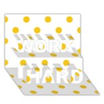 Polka Dots - Deep Lemon Yellow on White WORK HARD 3D Greeting Card (7x5)