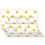 Polka Dots - Deep Lemon Yellow on White Merry Xmas 3D Greeting Card (8x4)