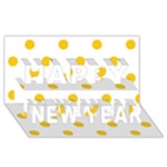 Polka Dots - Deep Lemon Yellow on White Happy New Year 3D Greeting Card (8x4)