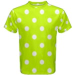Polka Dots - White on Fluorescent Yellow Men s Cotton Tee