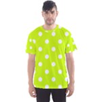 Polka Dots - White on Fluorescent Yellow Men s Sport Mesh Tee