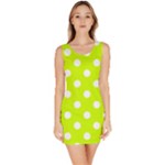 Polka Dots - White on Fluorescent Yellow Bodycon Dress