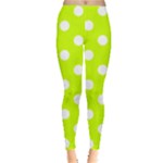 Polka Dots - White on Fluorescent Yellow Women s Leggings