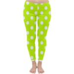 Polka Dots - White on Fluorescent Yellow Winter Leggings