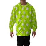 Polka Dots - White on Fluorescent Yellow Hooded Wind Breaker (Kids)