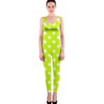 Polka Dots - White on Fluorescent Yellow OnePiece Catsuit