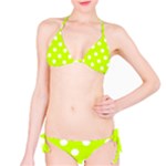 Polka Dots - White on Fluorescent Yellow Bikini Set