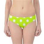 Polka Dots - White on Fluorescent Yellow Hipster Bikini Bottoms