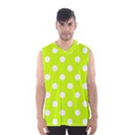 Polka Dots - White on Fluorescent Yellow Men s Basketball Tank Top