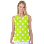 Polka Dots - White on Fluorescent Yellow Women s Basketball Tank Top