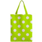 Polka Dots - White on Fluorescent Yellow Zipper Classic Tote Bag