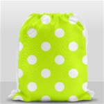 Polka Dots - White on Fluorescent Yellow Drawstring Bag (Small)